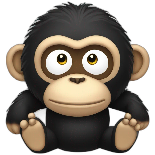 Cute plush fat chimp full body black emoji