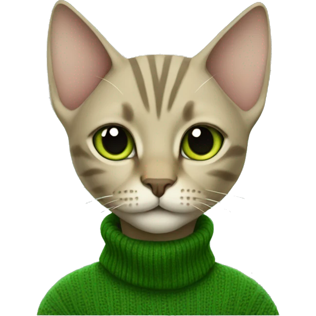 Cat Sphinx in green sweater  emoji