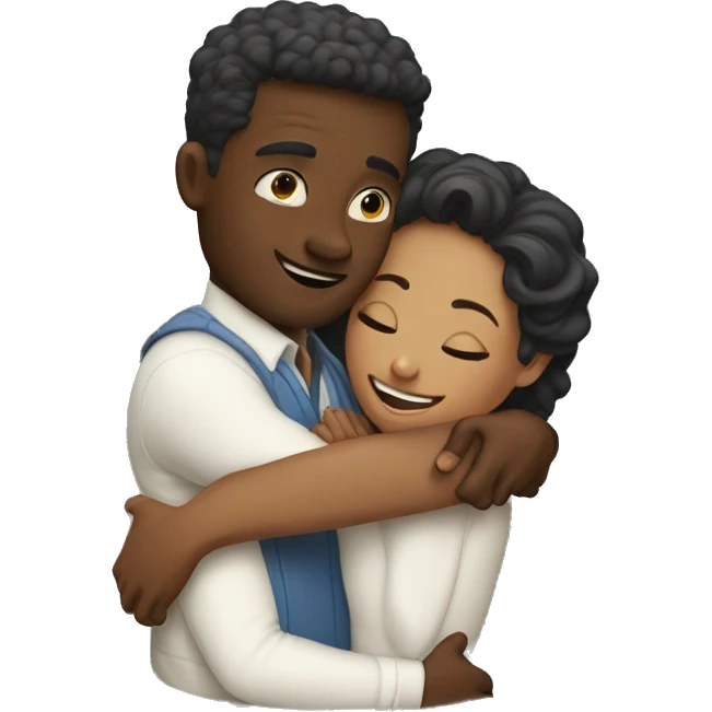 Cute hug between a man and a woman white people emoji