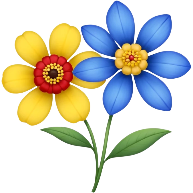 One Yellow flower and one blue flower with red band  emoji