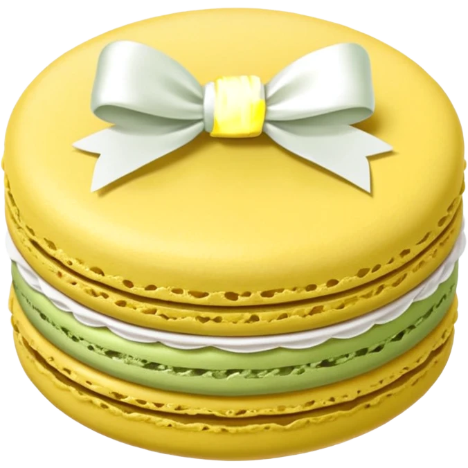 sage yellow macaron with white bow emoji