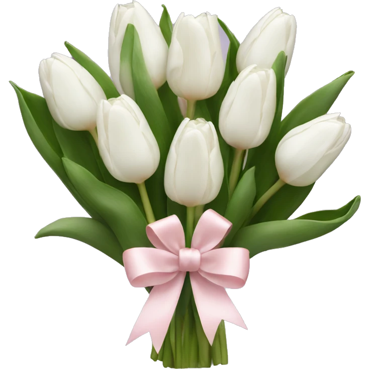 White tulips bouquet with light pink bow  emoji