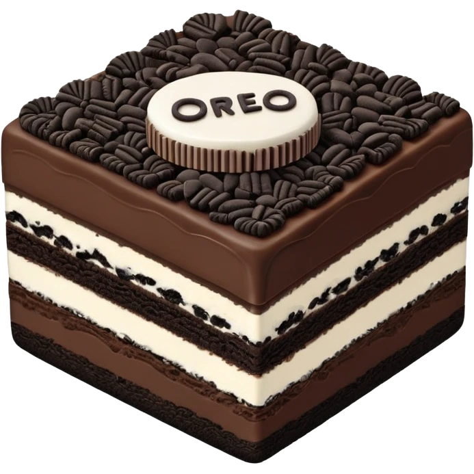 oreo cake / square shape / slim layers / one topping oreo emoji