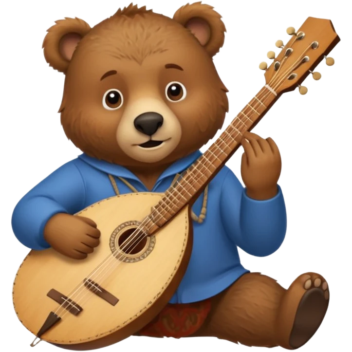 Friendly Russian brown bear holding a balalaika emoji