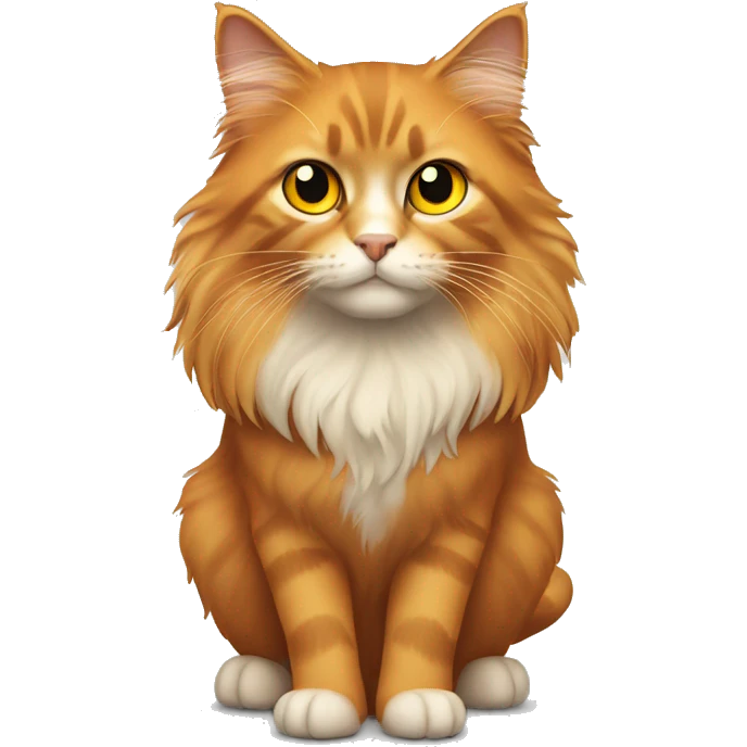 Orange and black long haired cat with yellow eyes emoji