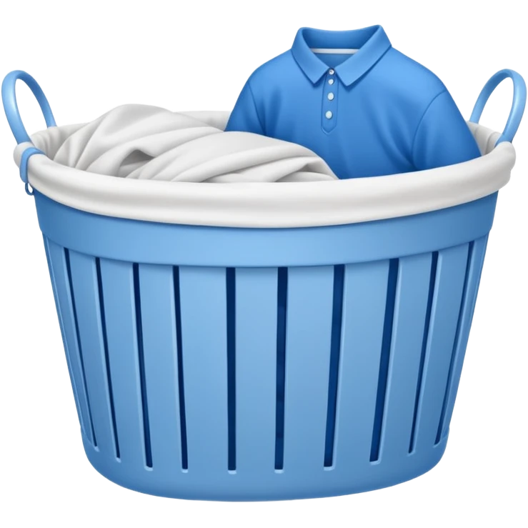 white LAUNDRY BASKET WITH FOLDED blue CLOTHES emoji