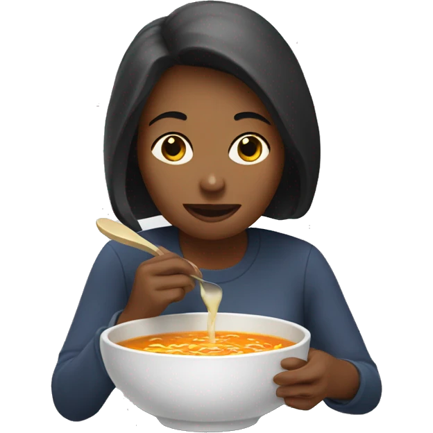 Woman eating soup quickly emoji