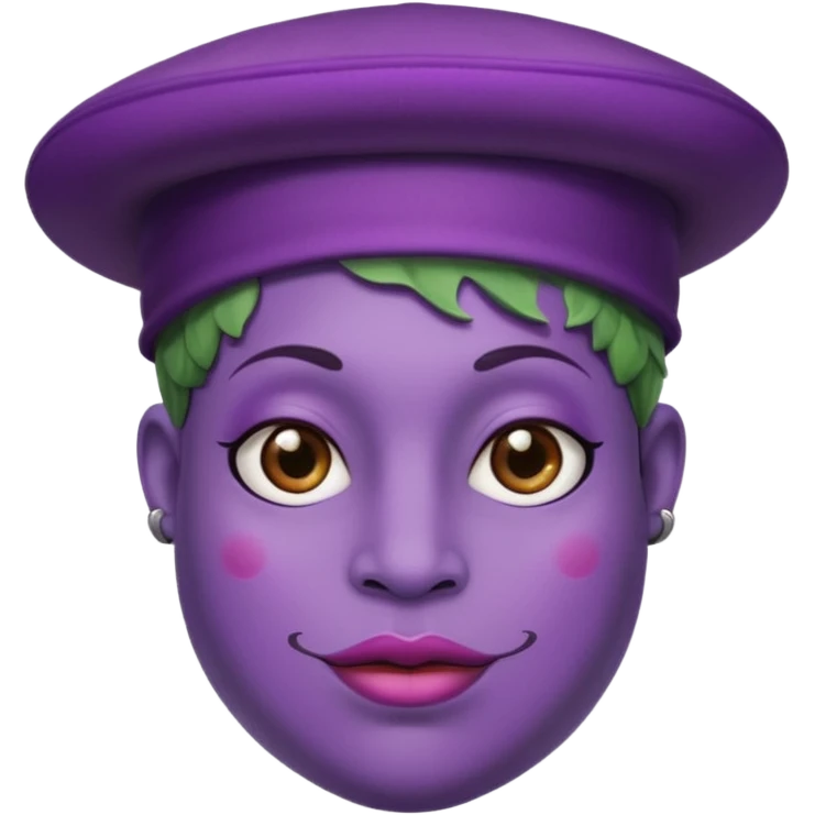 eggplant with hat and face tattoed  emoji