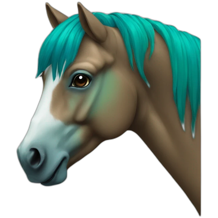 HOrse bleue And green emoji