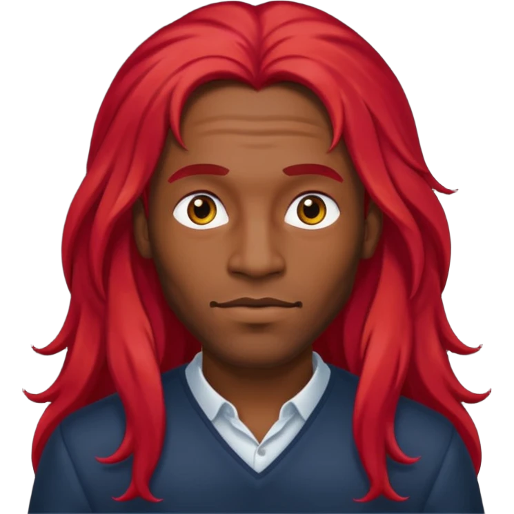 black man long red hair emoji