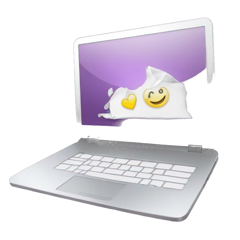 white laptop and sparkling emoji