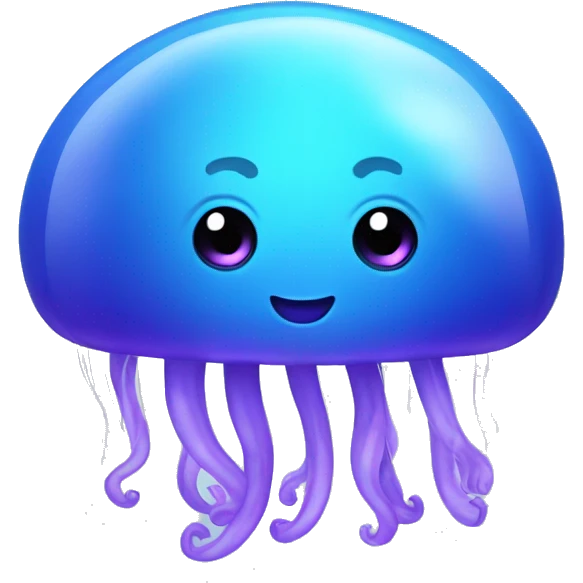 A cute blue and purple jellyfish with face emoji