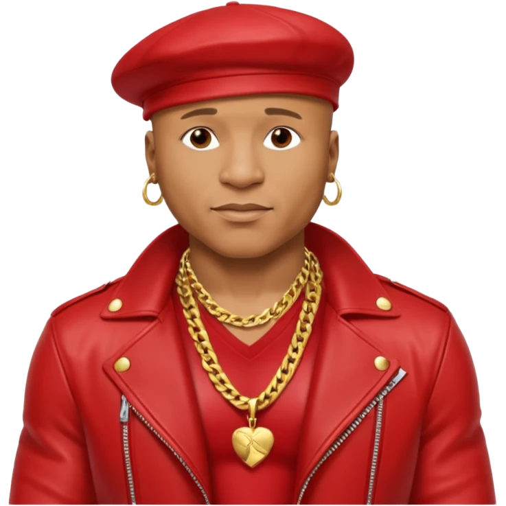 LL Cool J shirtless with necklace, red jacket emoji