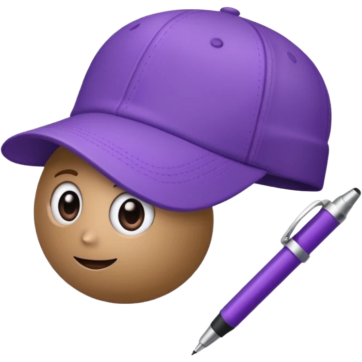 A plastic brown ball cap and the long rectangle purple. (With a pen) And looks like a BFDI style emoji
