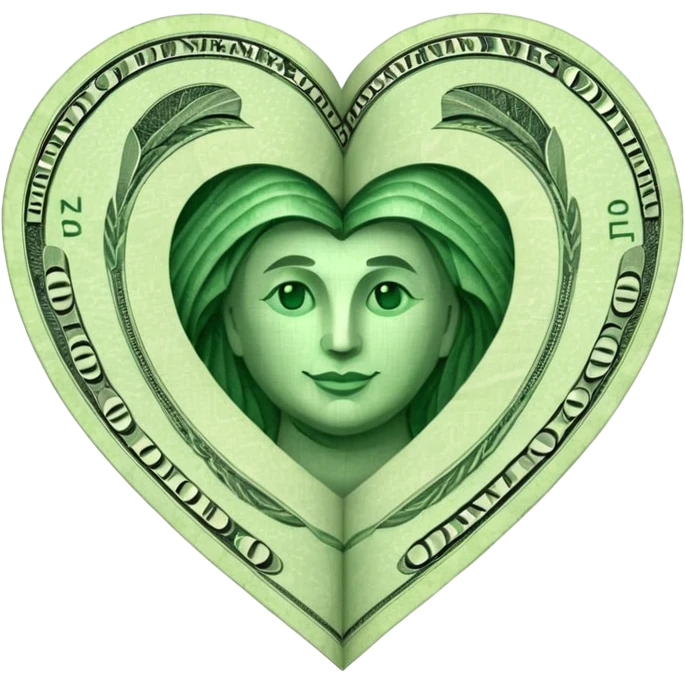 A heart made of dollar bills emoji
