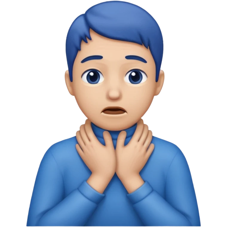 face turning blue, choking, hands on neck emoji