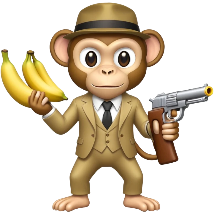 Mobster monkey holding a banana gun  emoji