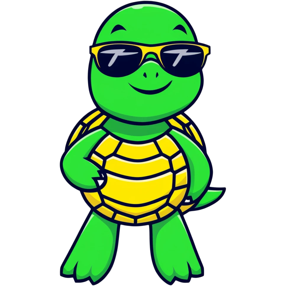 Tortuga with sunglasses emoji