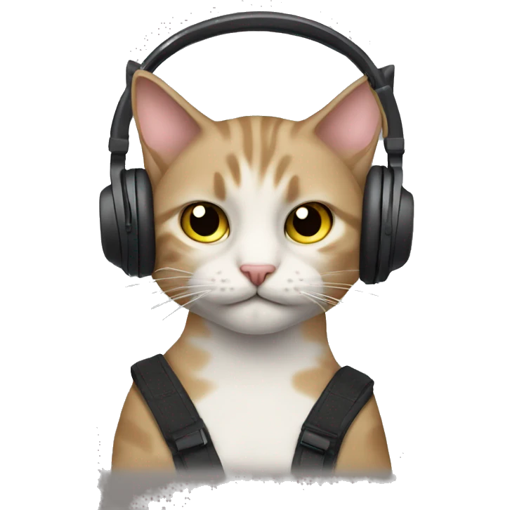 Cat listening to musi emoji