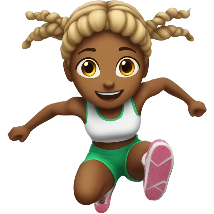 Girl with braids jumping hurdle  emoji