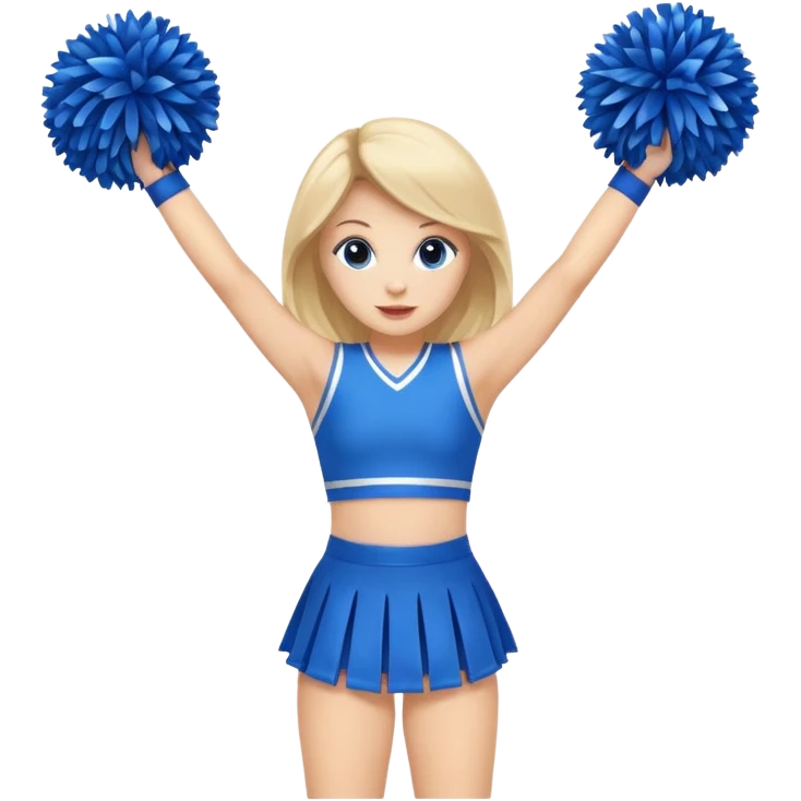 give me a full-length cheerleader with blue pom poms  emoji