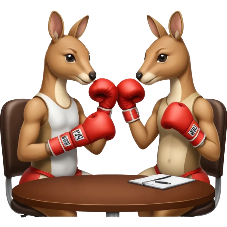 Kangaroos with boxing gloves sitting at an office business meeting emoji