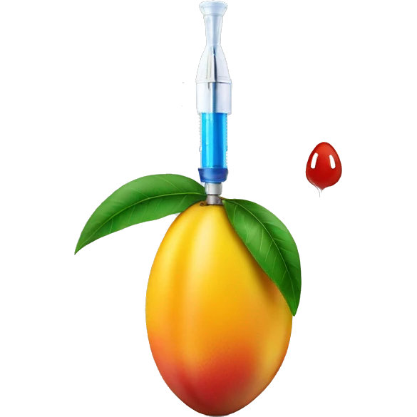 Mango with a syringe inside of it emoji