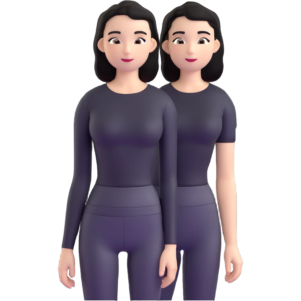 girl with black shoulder-length hair wearing a black tight-fitting top emoji
