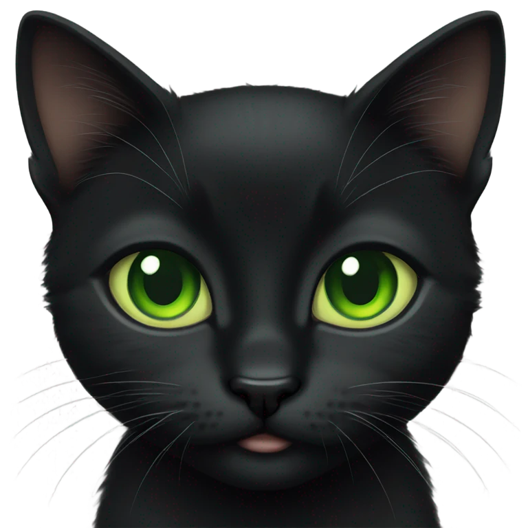 Black kitten with green eyes emoji
