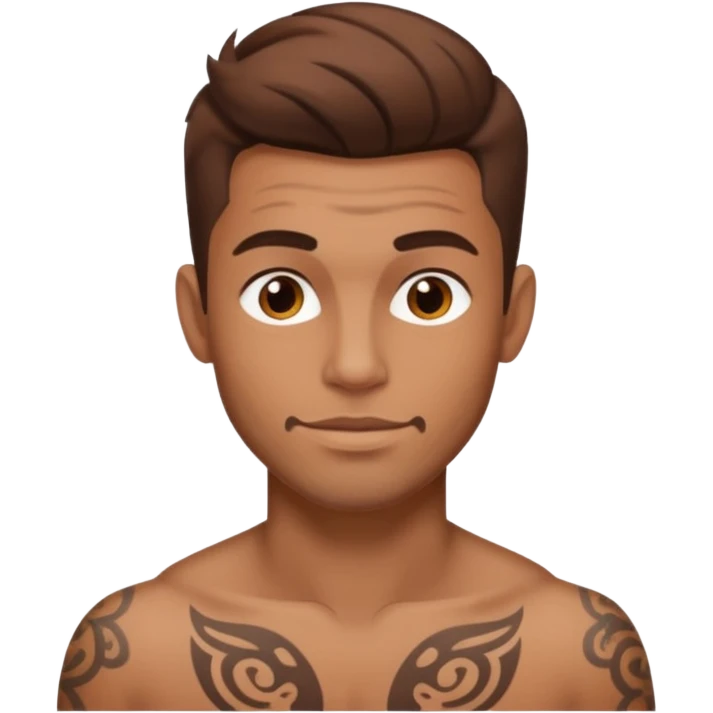 brown haired tattooed guy showing big dick emoji