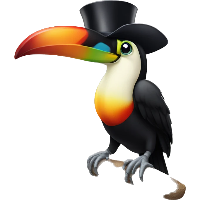 Toucan with a top hat emoji