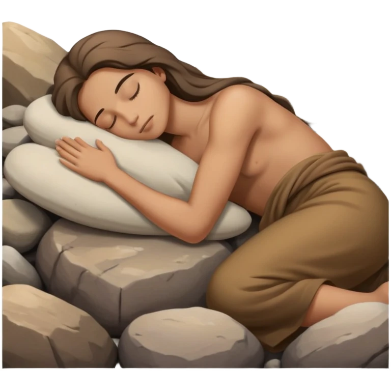 Person sleeping on rocks emoji