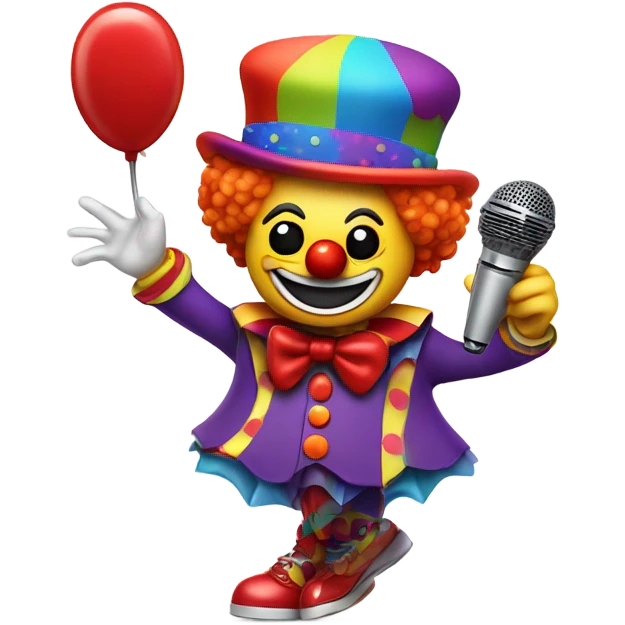 Espresso dressed as a clown also dancing provocatively with a mic emoji