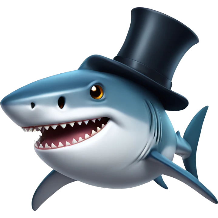 Shark with a top hat emoji