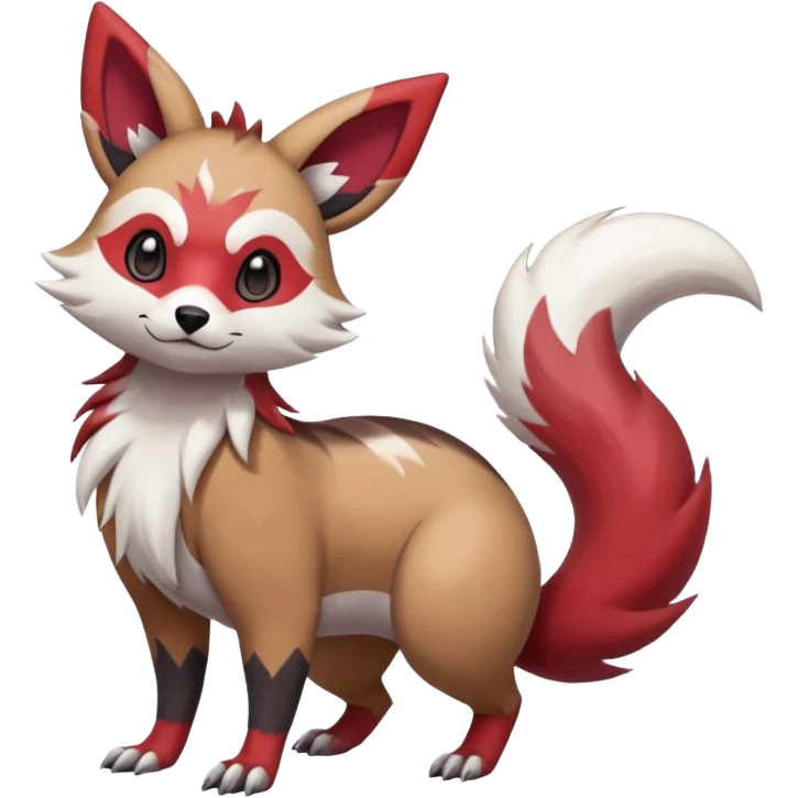 Colorful Skilled Adept Graceful Asian Painted Furret-Lycanroc-Zangoose-fusion-hybrid-creature (full body) emoji