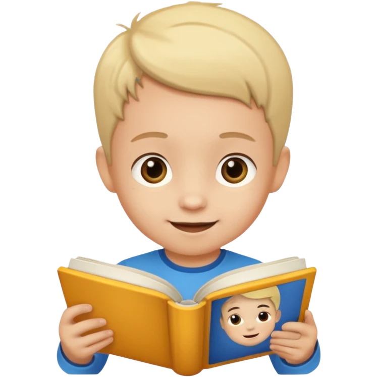 Child + picture book, Library Visitor. emoji