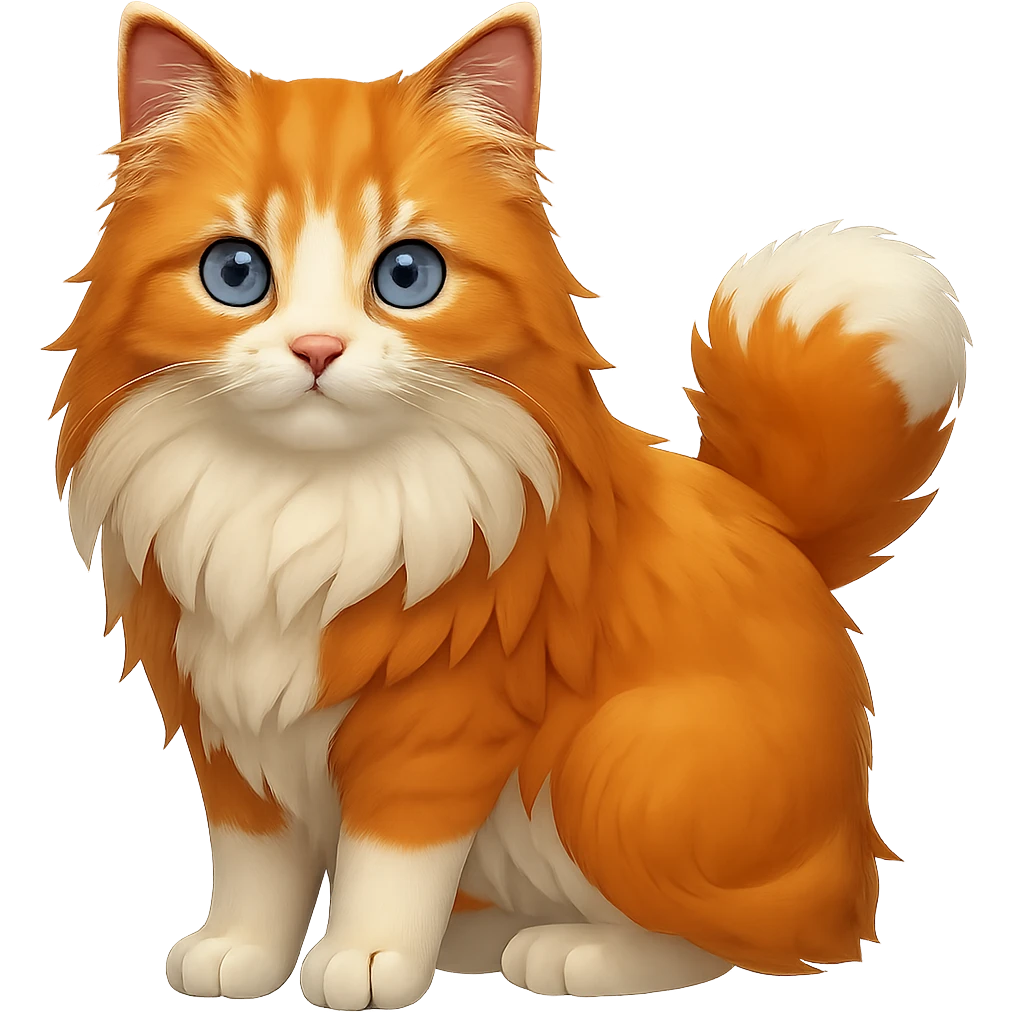 Change the cat's eyes to bright blue, keep the rest the same, with no background emoji