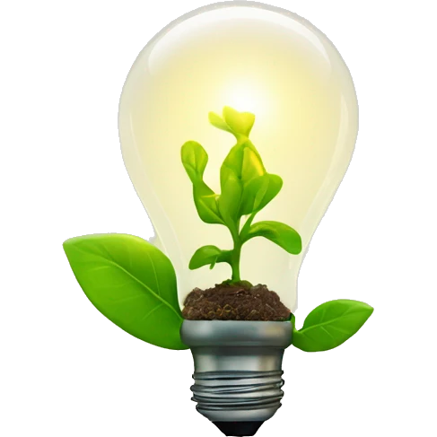 a plant sprout inside a glowing idea lightbulb emoji