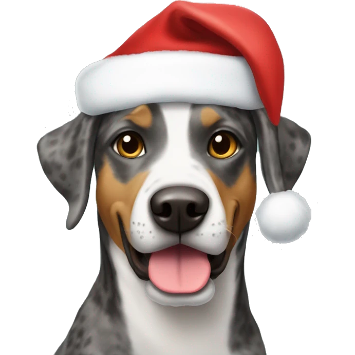 catahoula wearing santa hat emoji
