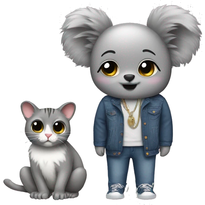 Fashion koala with a cat emoji
