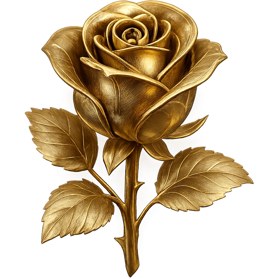 gold rose, shiny metallic style emoji