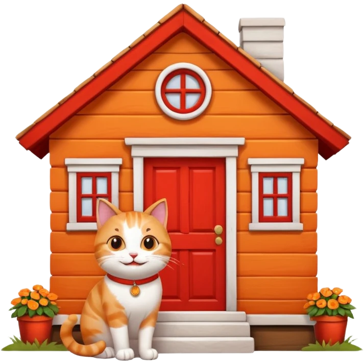 happy cat in front of their new house emoji