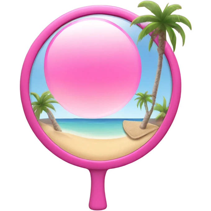 Pink mirror with a beautiful beach reflection emoji
