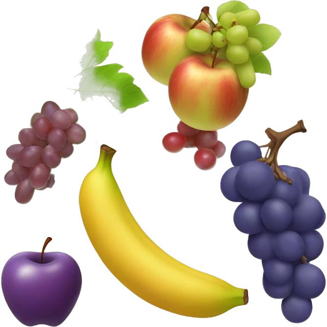 Apple, grapes and banana emoji