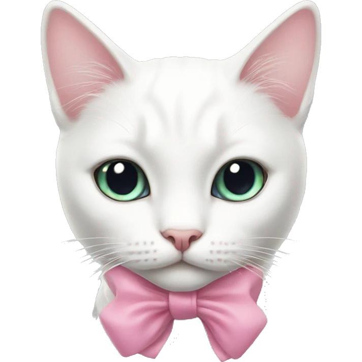 White cat with pink bow  emoji