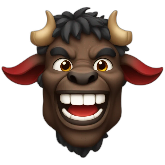 laughing black and red Minotaur emoji