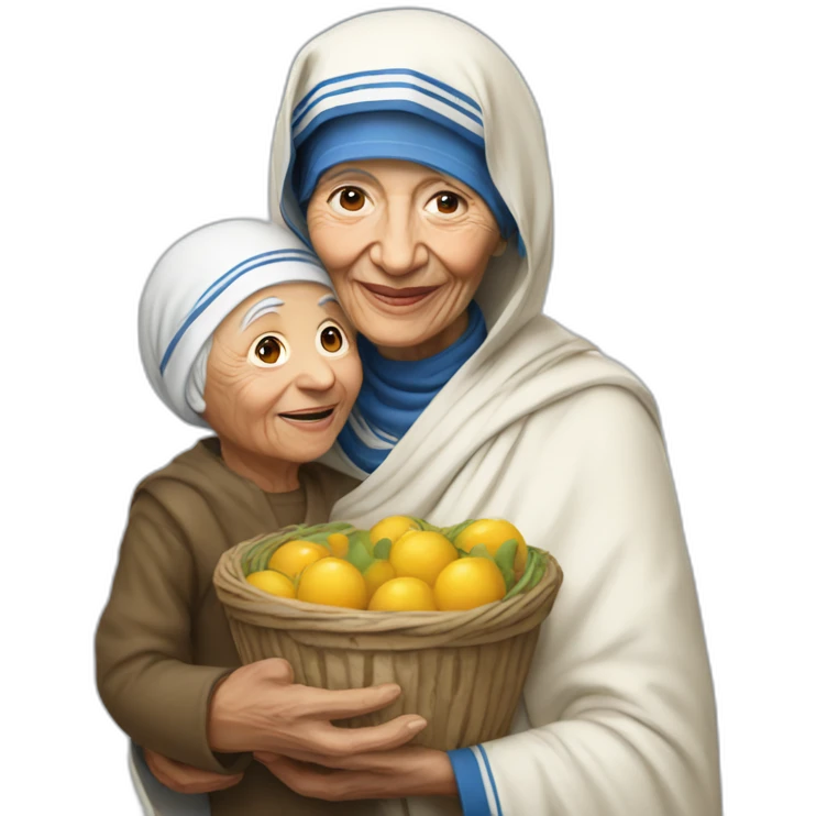 Mother theresa with mano cornuta emoji