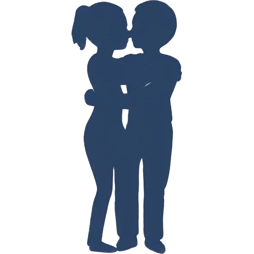 Two silhouettes of people hug each other emoji