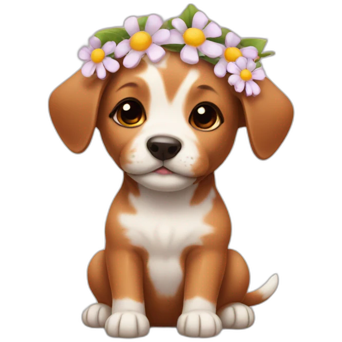 puppy with flower on head emoji