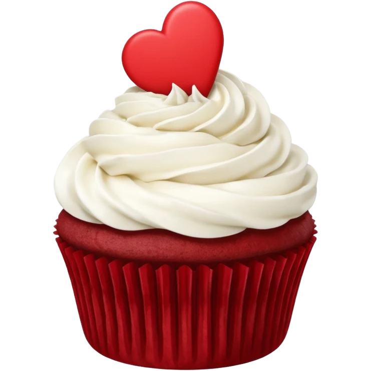 red velvet cupcake with cream cheese frosting and a small heart on top emoji